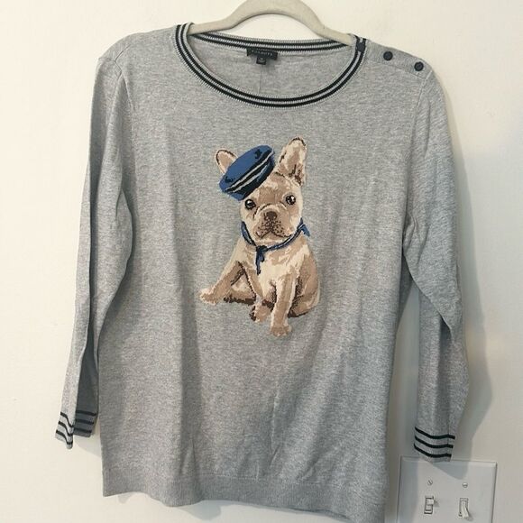 Talbots Lightweight French Bulldog Graphic Sweater M - Picture 1 of 6
